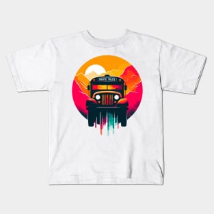 Artistic silhouette of a school bus, Route Tales Kids T-Shirt